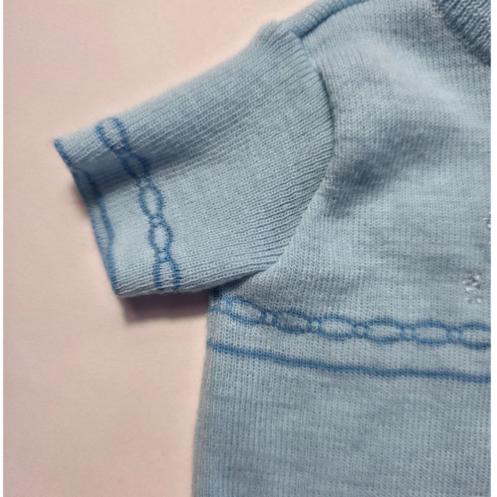 Vintage Carriage Boutiques Baby Boy Knit Romper Blue Bunny Newborn Heirloom